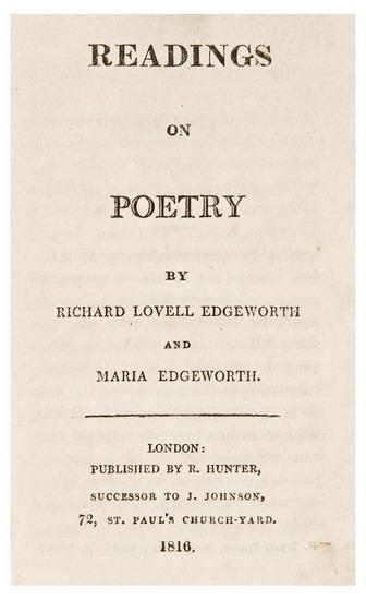 Appraisal: EDGEWORTH Richard Lovell - Readings on Poetry London R Hunter