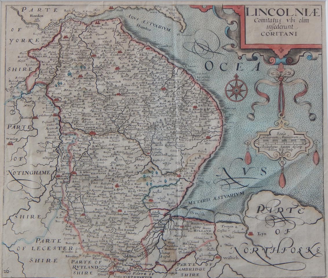 Appraisal: After Christopher Saxton Map of Lincolnshire later hand coloured cm