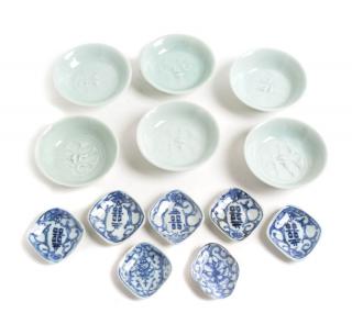 Appraisal: Six Celadon Glazed Porcelain Dishes Diameter of each inches Six