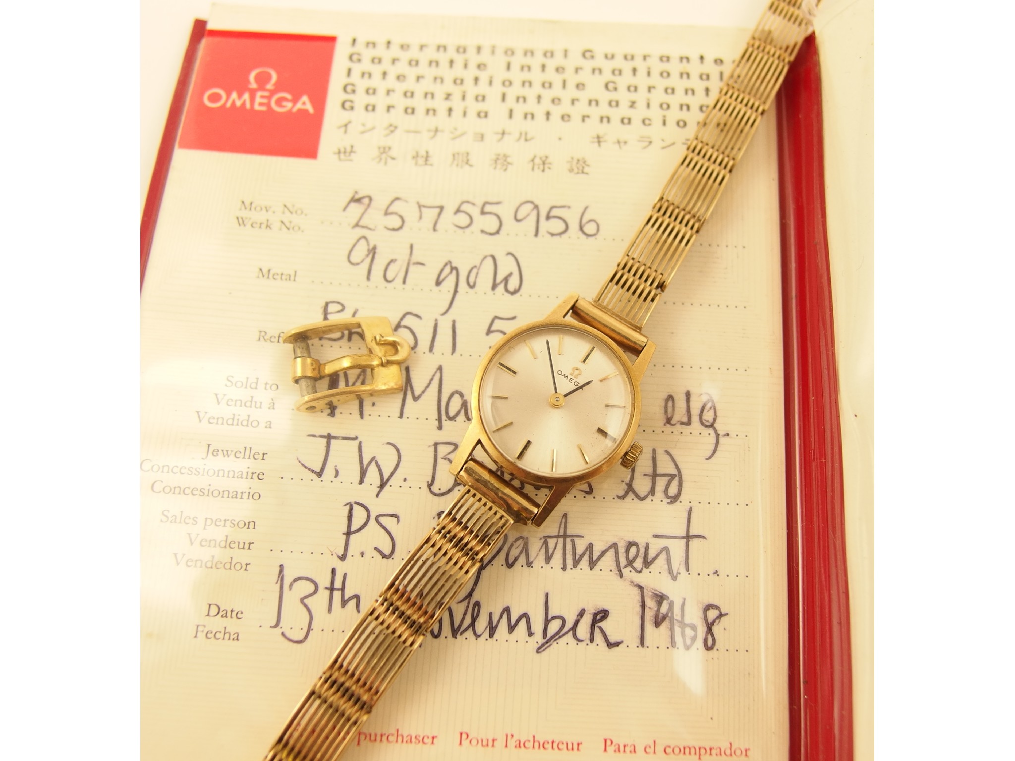 Appraisal: A ladies ct Omega watch circa with paperwork