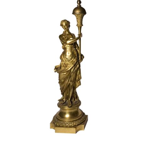 Appraisal: Neoclassical Style Gilt-Bronze Figural Lamp Estimate -