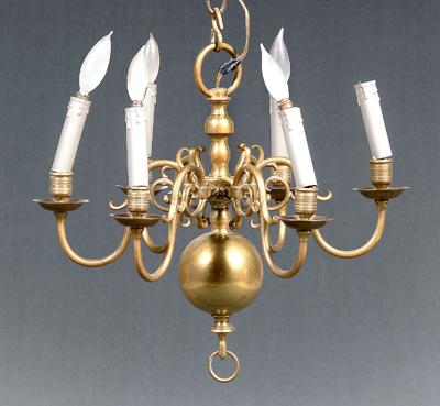 Appraisal: Brass chandelier six arms with candle style lights large spherical