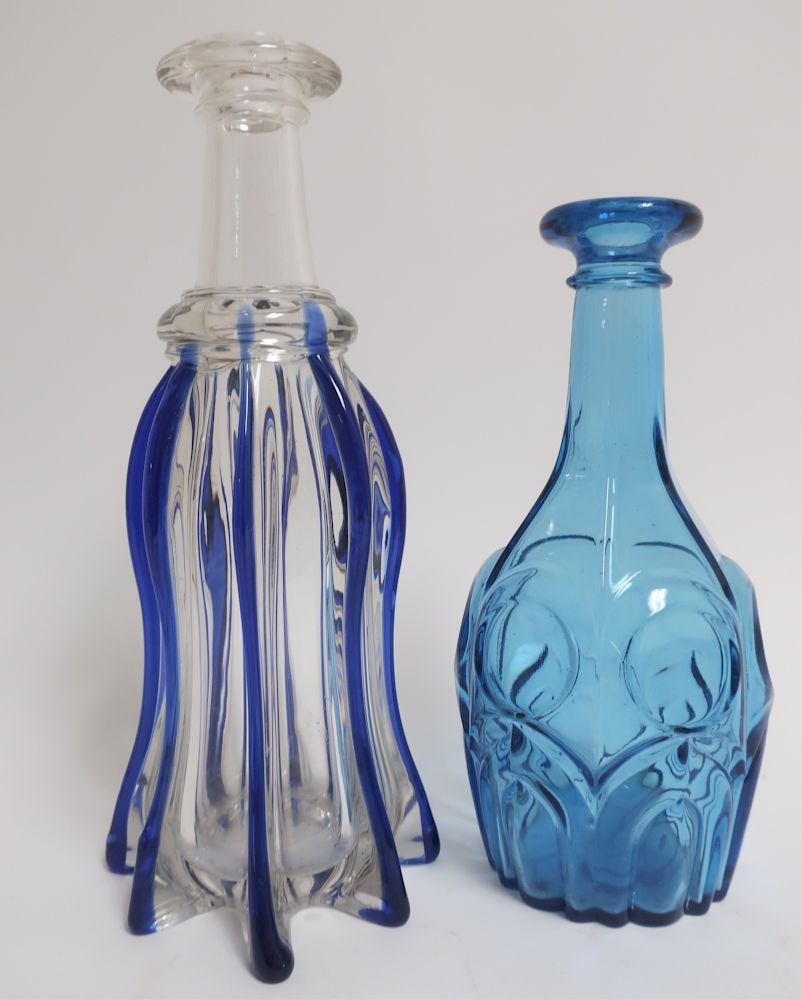 Appraisal: American Blown Mold Glass Bottles Pittsburgh area th c Blue