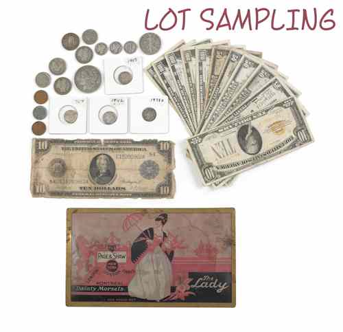 Appraisal: Group of miscellaneous coins and paper money to include a