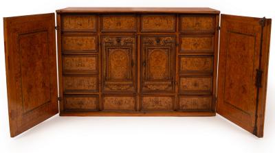 Appraisal: A late th Century Augsburg marquetry table cabinet with two