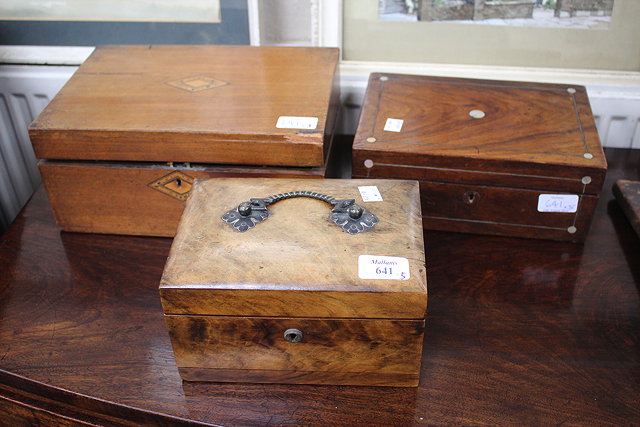 Appraisal: A WRITING BOX AND TWO JEWELLERY BOXES together with a