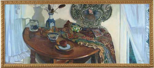 Appraisal: LUIGI LUCIONI American - INTERIOR ROOM SCENE Large oil on