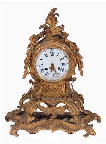 Appraisal: A TH CENTURY FRENCH ROCOCO STYLE GILT METAL MANTEL CLOCK