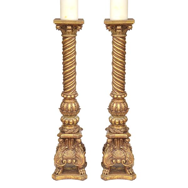 Appraisal: A PAIR OF GILT WOOD COLUMNAR TORCHERES CM HIGH