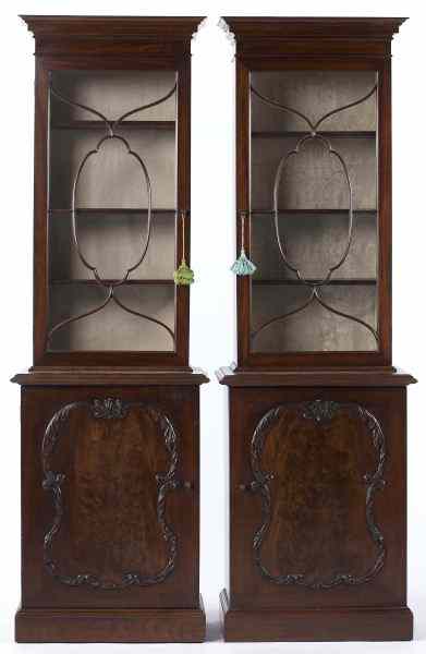 Appraisal: Pair of English Display Cabinetsearly th century two part form