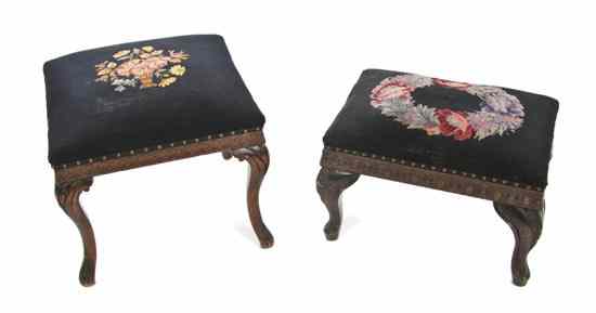 Appraisal: A Victorian Ottoman having a rectangular needlepoint upholstered top raised