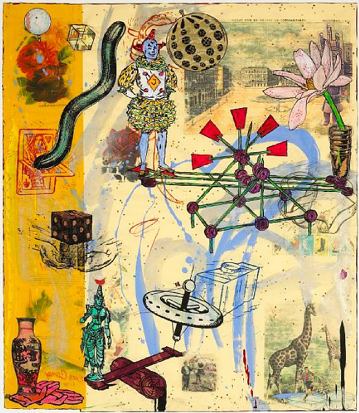 Appraisal: Jane Hammond American born See-Saw mixed media collage and lithograph