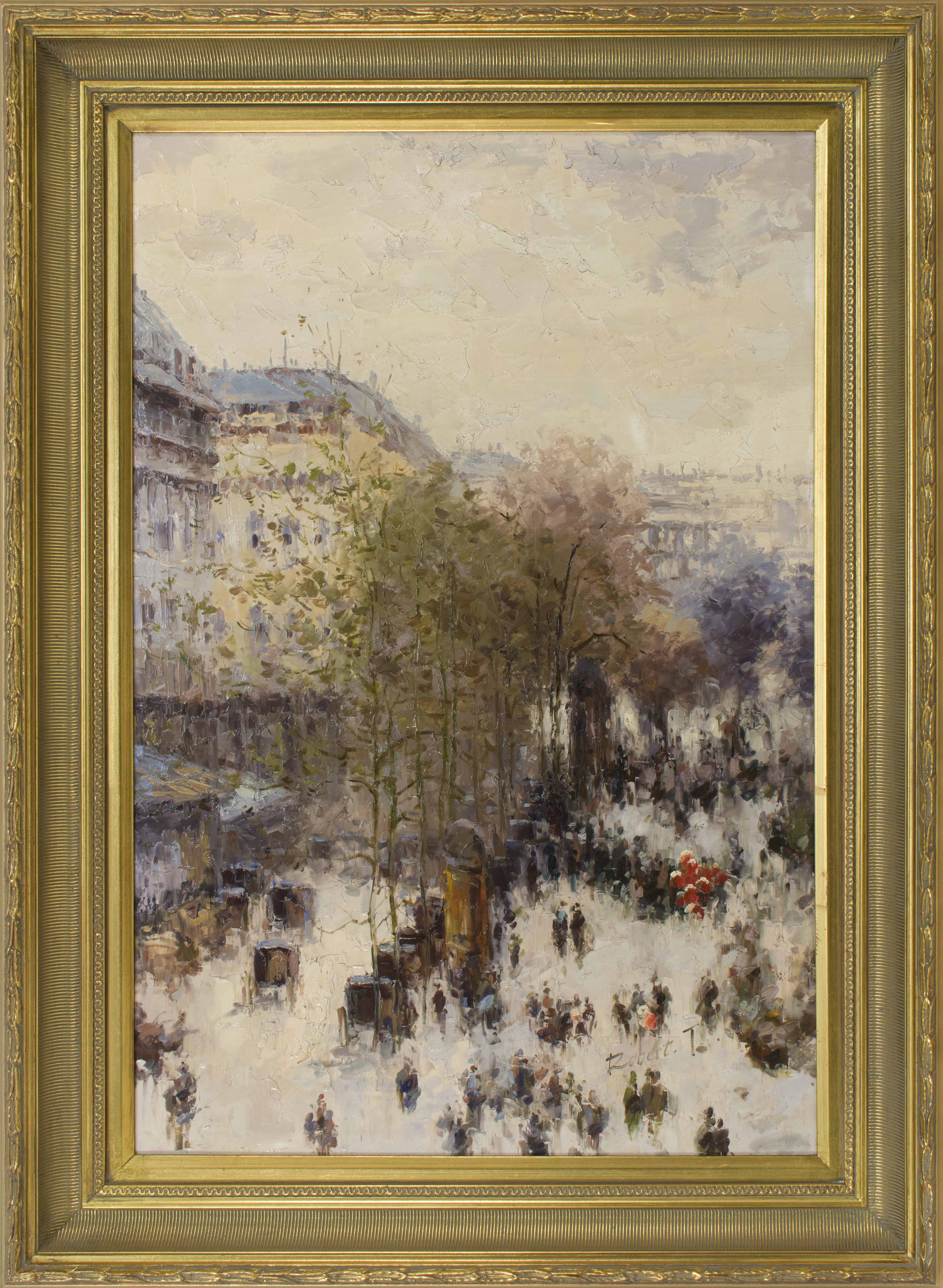 Appraisal: AMERICAN SCHOOLContemporaryImpressionist Paris street scene Signed lower right Robert T