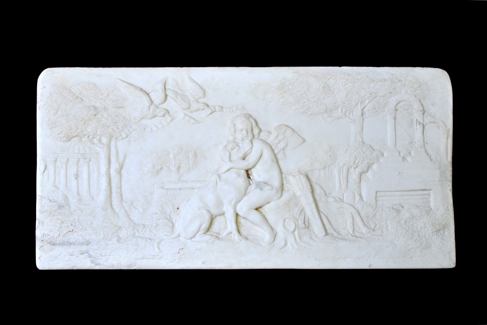 Appraisal: A Regency marble chimneypiece tablet early th century relief carved