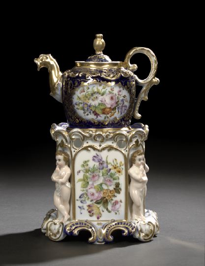 Appraisal: Good French Richly Gilded and Polychromed Porcelain Veilleuse second quarter