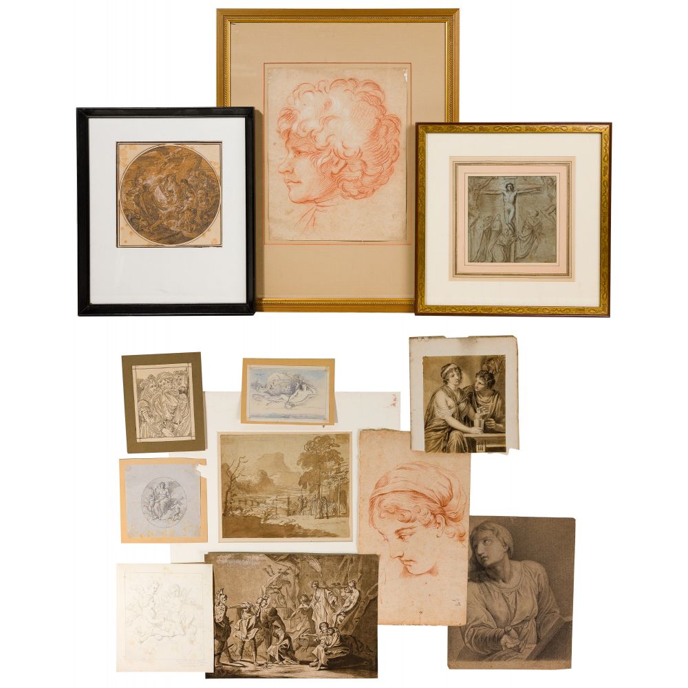 Appraisal: OLD MASTER STYLE DRAWING ASSORTMENT items including Pierre Joseph Celestin