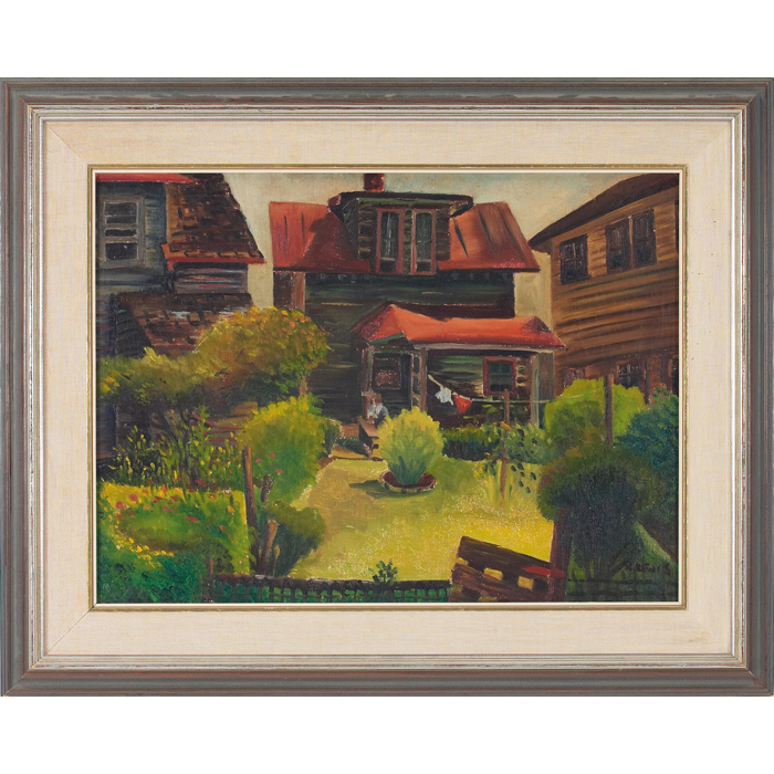 Appraisal: Rita Rosenthal Lewis American mid- th century ''Backyard Scene ''