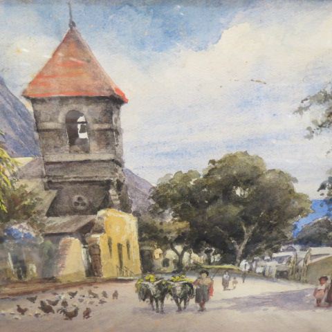 Appraisal: F Oswell-Jones watercolor Island of St Helena South Atlantic image