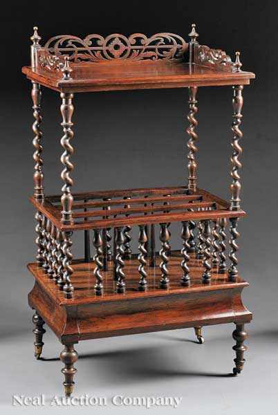 Appraisal: A Fine English Carved Rosewood Canterbury mid- th c pierced