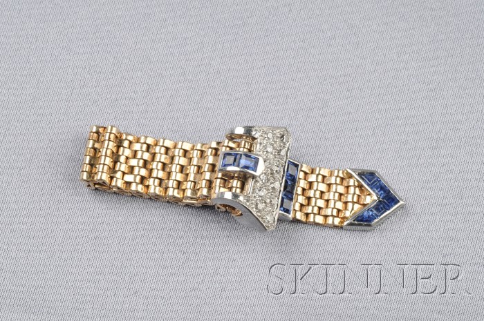 Appraisal: Retro kt Gold Platinum and Diamond Buckle Ring the gold