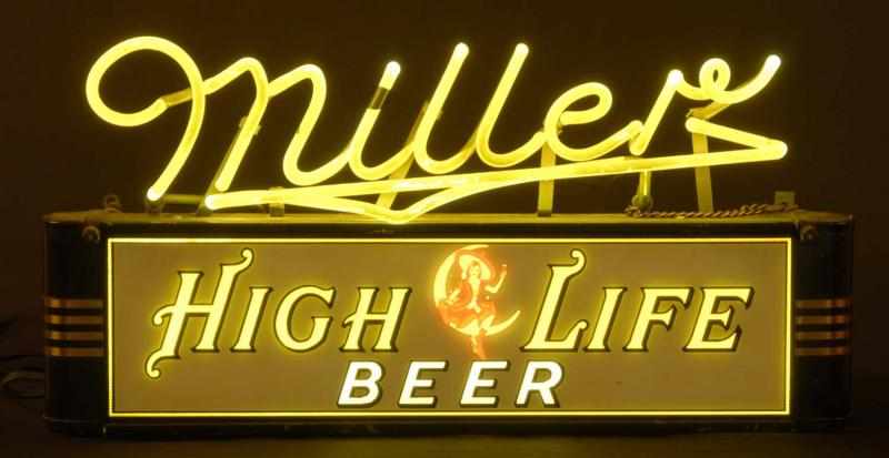 Appraisal: Miller Can Reverse Glass Neon Sign Description s Miller Brewing