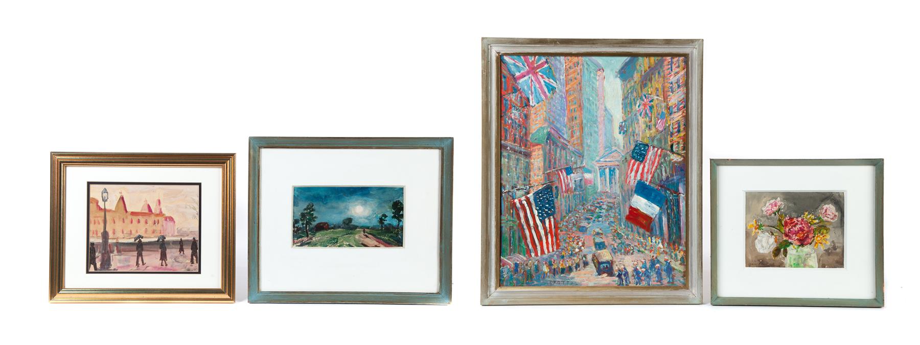 Appraisal: FOUR FRAMED PAINTINGS THREE SIGNED S PRATT SAMUEL PRATT -