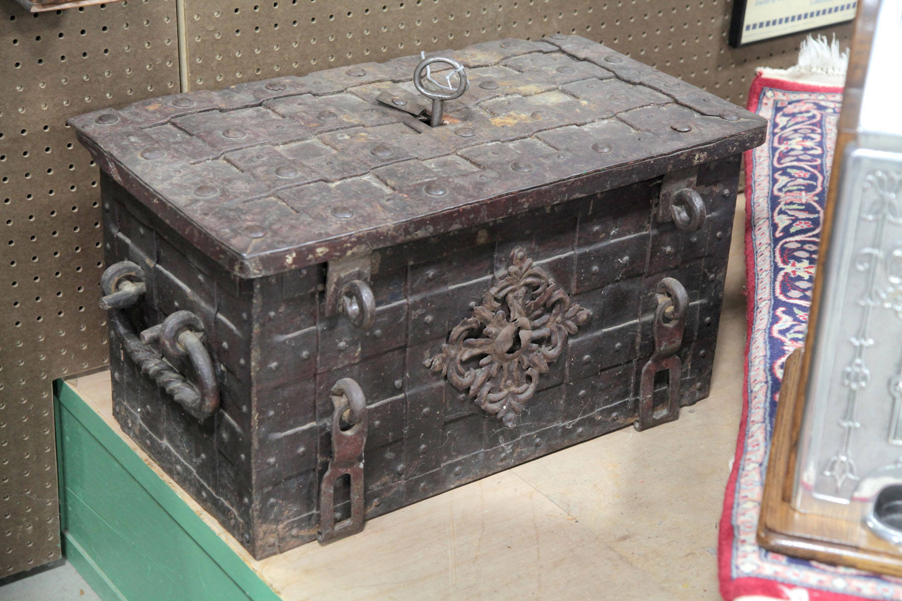 Appraisal: CAST IRON STRONG BOX Northern European th century Strong box