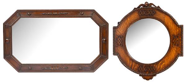 Appraisal: A group of four English oak mirrors height of largest