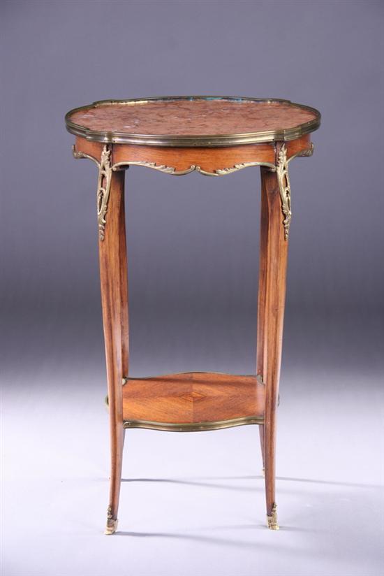 Appraisal: LOUIS XV STYLE MARBLE-TOP GUERIDON th century with gilt-metal mounts