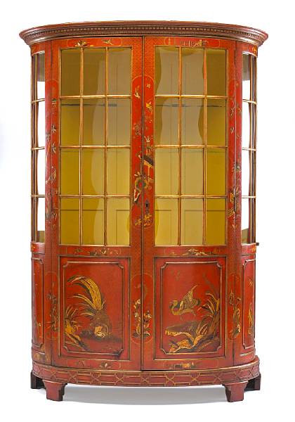 Appraisal: A George III style chinoiserie decorated vitrine cabinetlate th century