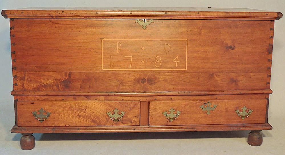 Appraisal: Pennsylvania Blanket Chest Possibly Lancaster County Sulfur-inlaid walnut case with