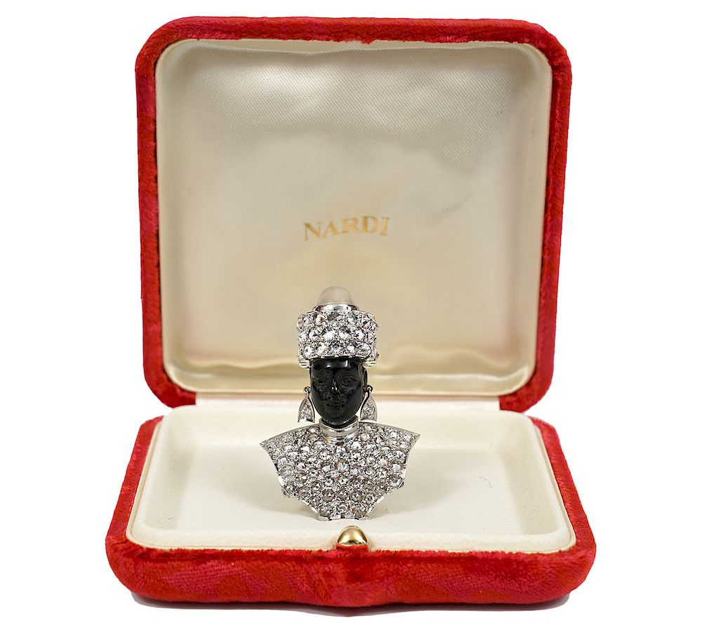 Appraisal: Nardi Blackamoor 'Moretto' Platinum Diamond Brooch Nardi Blackamoor 'Moretto' platinum