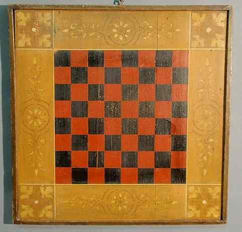 Appraisal: Early American checkerboard th c with original paint decoration x