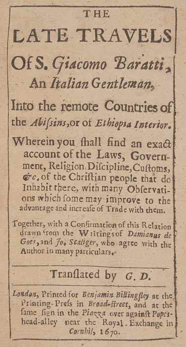 Appraisal: Baratti Giacomo The Late Travels of S Giacomo Barati into