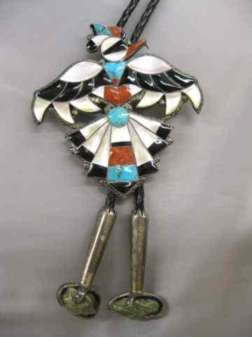 Appraisal: Indian Bolo Tie figural dancer in bird costume with abalone