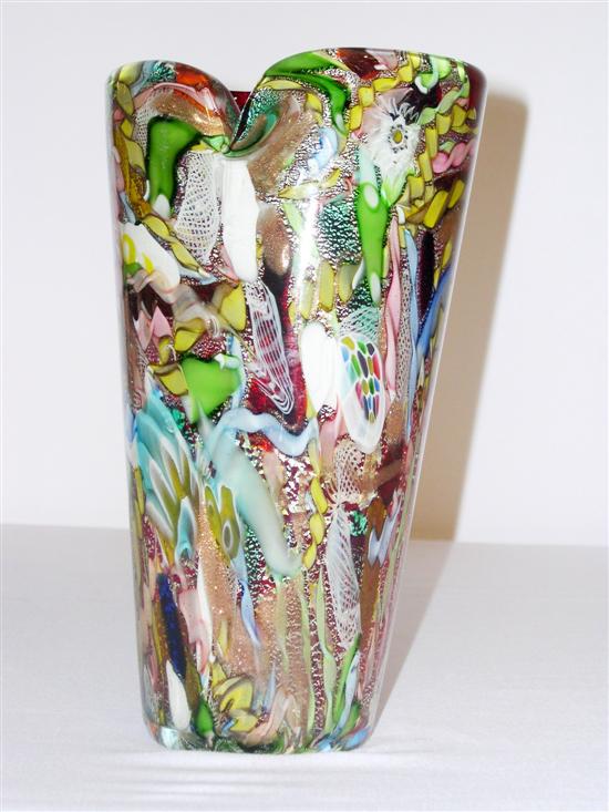 Appraisal: Venetian glass ''tutti frutti'' vase with random canes ovoid top