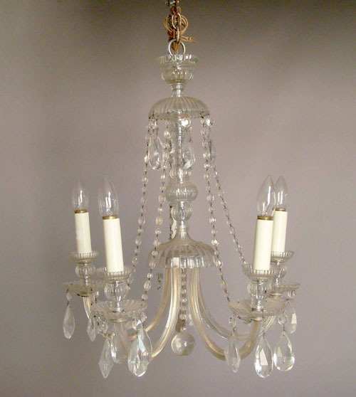 Appraisal: Crystal five arm chandelier early th c h