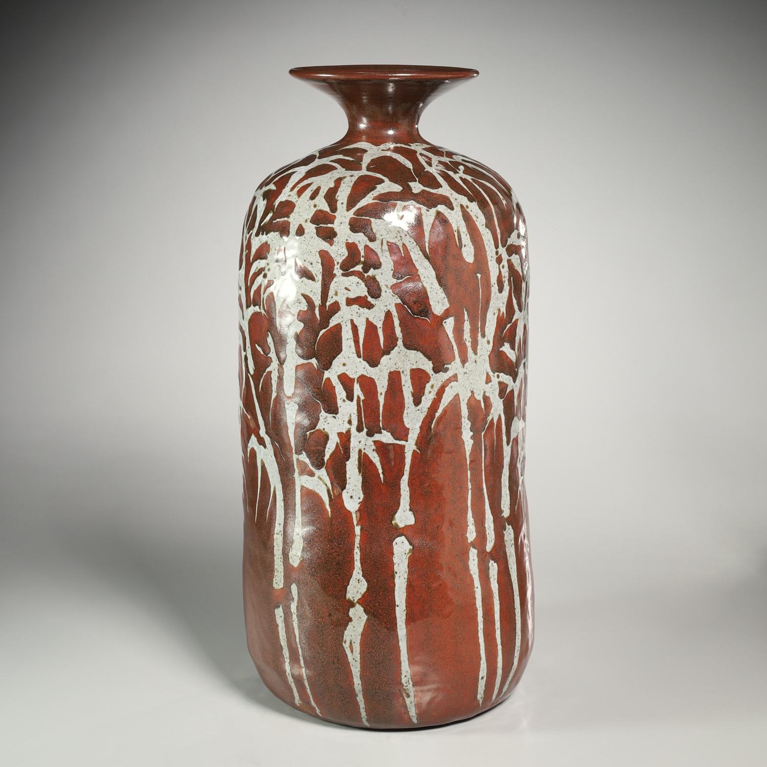 Appraisal: GAY SCHEMPP LARGE STUDIO FLOOR VASE c s American glazed