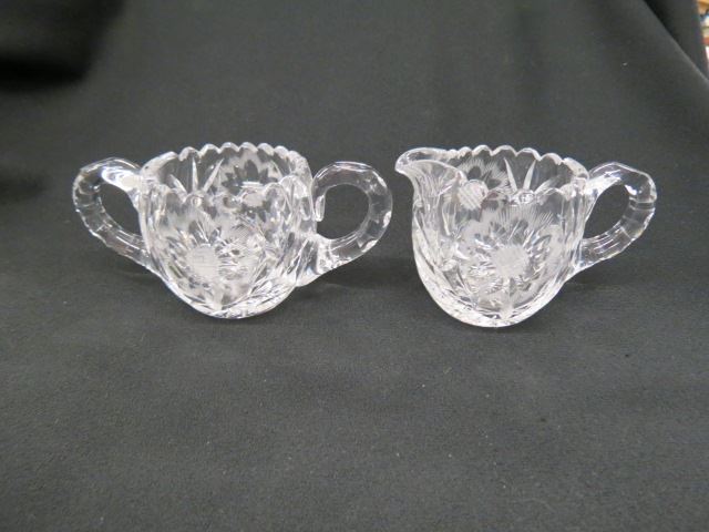 Appraisal: Cut Glass Creamer and Sugar floral decor tall