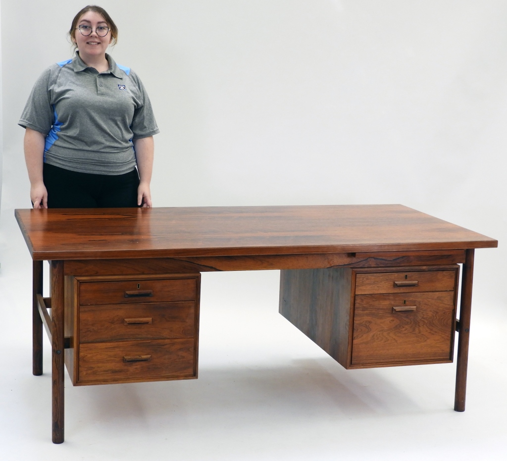 Appraisal: ARNE VODDER MCM ROSEWOOD DESK Denmark - Large rectangular top