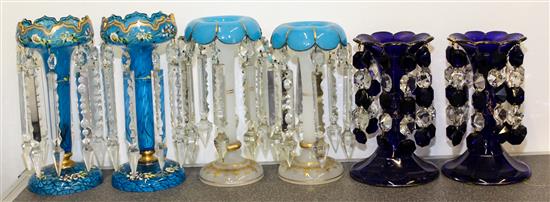 Appraisal: Sale Lot Three pairs of Bohemian Glass Lustres th th