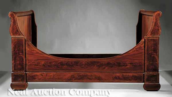 Appraisal: A Charles X Inlaid Mahogany Sleigh Bed early th c