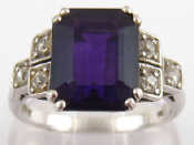 Appraisal: An carat white gold diamond and amethyst ring sponsor mark