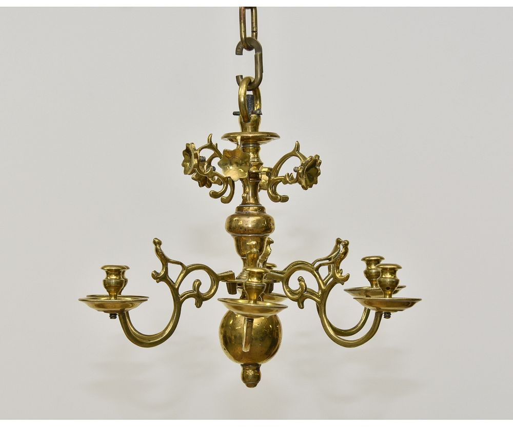 Appraisal: Late th c Brass Chandelier Late th c brass chandelier