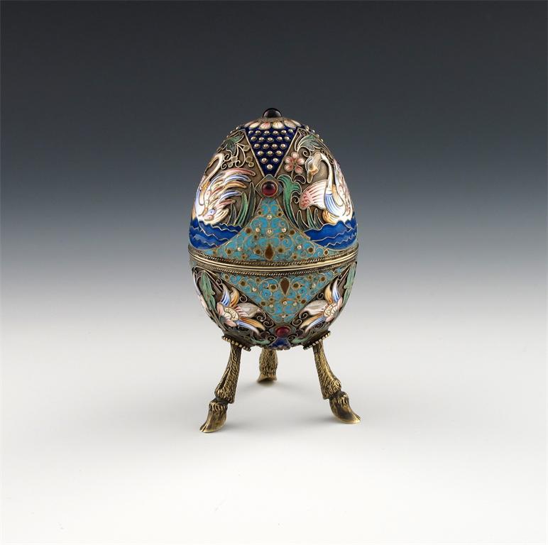 Appraisal: A Russian silver-gilt and enamel egg