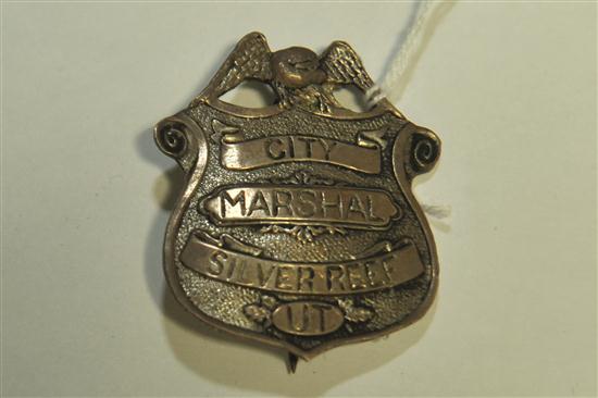 Appraisal: SILVER REEF UTAH CITY MARSHALL BADGE American late th -