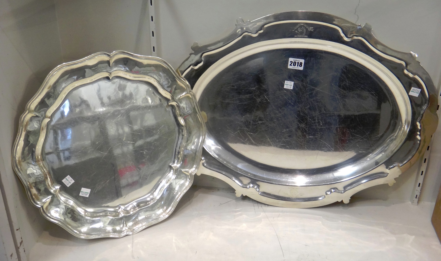 Appraisal: A plated shaped oval serving dish crest and motto engraved