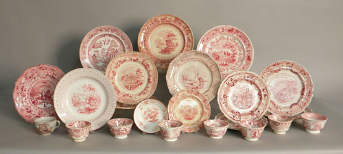 Appraisal: Group of red and white Staffordshire transfer including fourteen plates