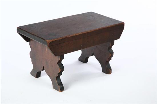 Appraisal: FOOTSTOOL American th century cherry Cutout feet mortised through the