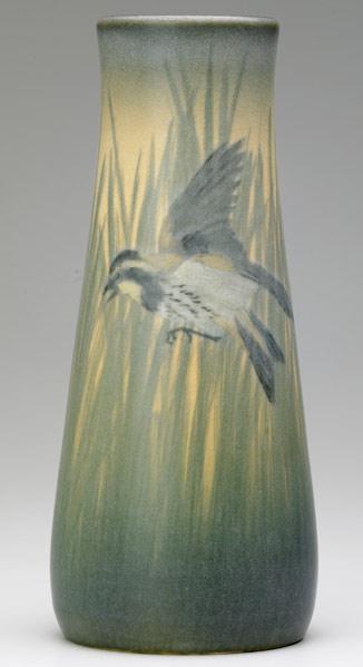 Appraisal: ROOKWOOD Vellum tapered vase painted by E T Hurley with